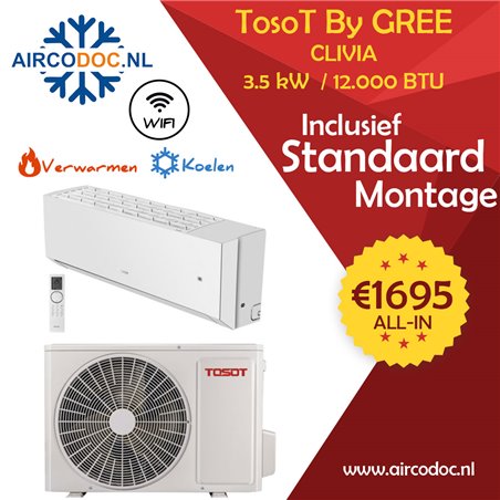 Airco Split Unit - TosoT Clivia by GREE - vermogen 3.5 kW - incl. installatie