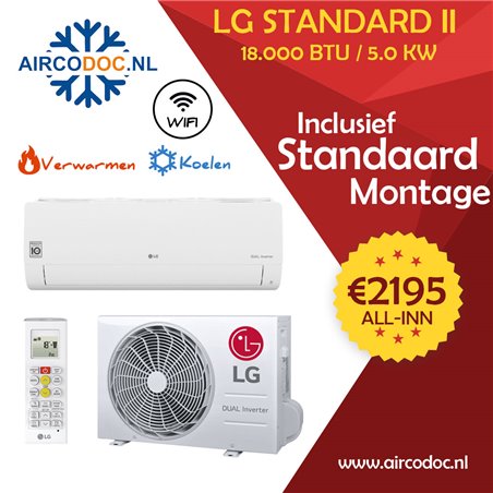 Airco Split Unit - LG PC18SQ - vermogen 5.0 kW - incl. installatie