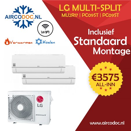 Airco Multi Split - LG MU2R17 + LG-PM07SK + LG-PC12SK - vermogen 4.7 kW - incl. installatie