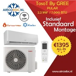 Airco Split Unit - TosoT Pular by GREE - vermogen 2.2 kW - incl. installatie Airco Split Unit - TosoT Pular by GREE - vermogen 2.2 kW - incl. installatie