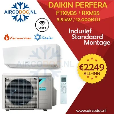 Airco Split Unit - Daikin Perfera RXM35R9 + FTXM35R - vermogen 3.5 kW - incl. installatie Airco Split Unit - Daikin Perfera RXM35R9 + FTXM35R - vermogen 3.5 kW - incl. installatie