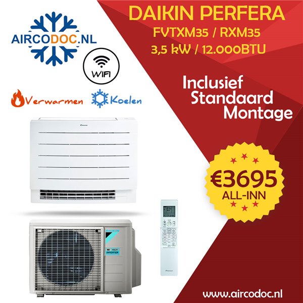 Airco Split Unit - Daikin Perfera Vloer RXM35 + FVTXM35 - vermogen 3.5 kW - incl. installatie