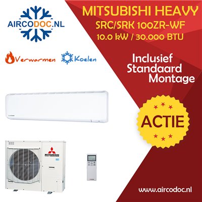 Airco Split Unit - Mitsubishi Heavy industries SRC10ZR-W + SRK100ZR-WF - vermogen 10.0 KW - incl. installatie Airco Split Unit - Mitsubishi Heavy industries SRC10ZR-W + SRK100ZR-WF - vermogen 10.0 KW - incl. installatie