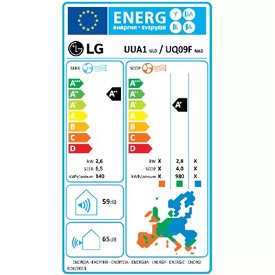 LG Console Inverter wand airco UQ09-S R32 2,5 kW set