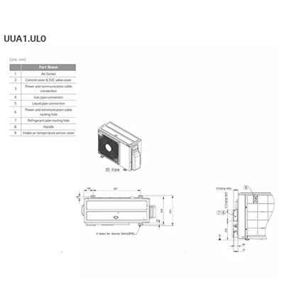 LG Console Inverter wand airco UQ09-S R32 2,5 kW set