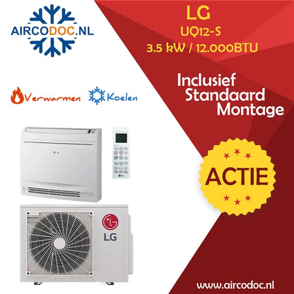 Airco Split Unit - LG STANDARD Vloerconsole UQ12 / UUA1 - vermogen 3,5 kW - incl. installatie