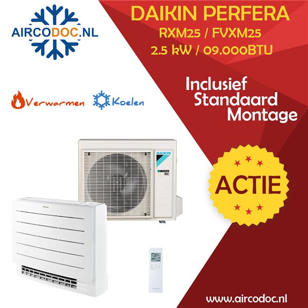 Airco Split Unit - Daikin Perfera Vloer RXM25 + FVTXM25 - vermogen 2.5 kW - incl. installatie