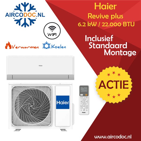 Airco Split Unit - Haier Revive plus - vermogen 6.2 kW - incl. installatie
