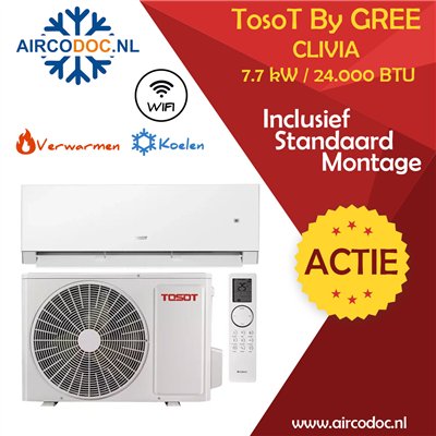 Airco Split Unit - TosoT Clivia by GREE - vermogen 7.7 kW - incl. installatie Airco Split Unit - TosoT Clivia by GREE - vermogen 7.7 kW - incl. installatie