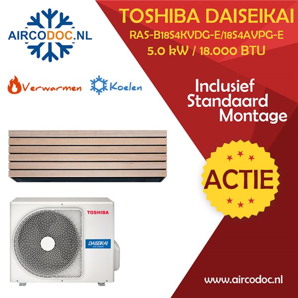 Toshiba Daiseikai 10 - Airco Split Unit - 5.0 kW Koelen en Verwarmen - Inclusief Installatie