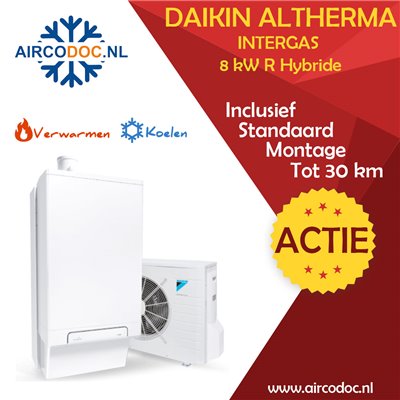 Daikin Intergas R hybride warmtepomp set lucht/water verwarmen/koelen 8 kW