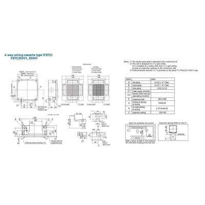 Cassette single-split set FDT40VH 4,0 kW inclusief paneel en bedrade wandbediening