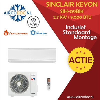 Sinclair Keyon Split Unit Airco 2.2 kW - Inclusief installatie