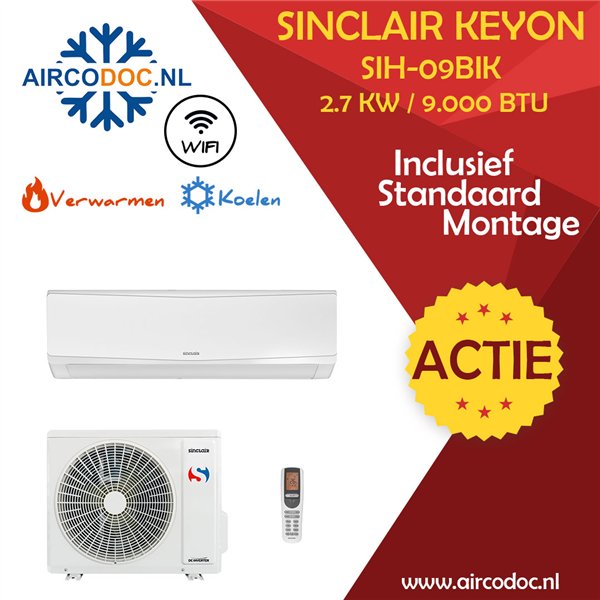 Sinclair Keyon Split Unit Airco 2.7 kW - Inclusief installatie