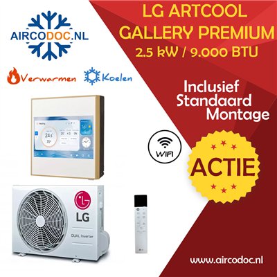 Airco Split Unit - LG Artcool Gallery Premium - vermogen 3.5 kW - incl. installatie