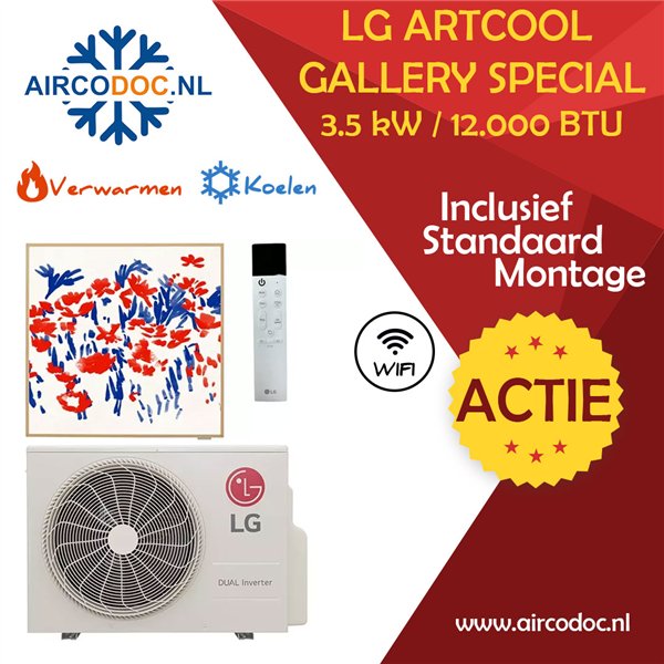 Airco Split Unit - LG Artcool Gallery Special - vermogen 3.5 kW - incl. installatie