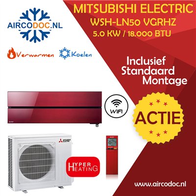 Mitsubishi Electric WSH-LN50 VGRHZ – 5.0 kW – Split unit airco – Inclusief installatie