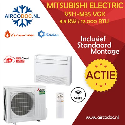 Airco Split Unit - Mitsubishi Electric SUZ-M35 VA + MFZ-KT35 VGK - vermogen 3.5 KW - incl. installatie
