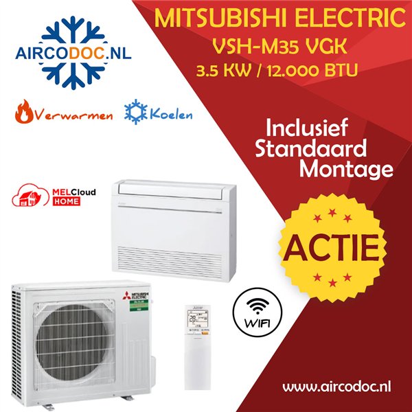 Airco Split Unit - Mitsubishi Electric SUZ-M50VA + MFZ-KT50 VGK - vermogen 5.0 KW - incl. installatie